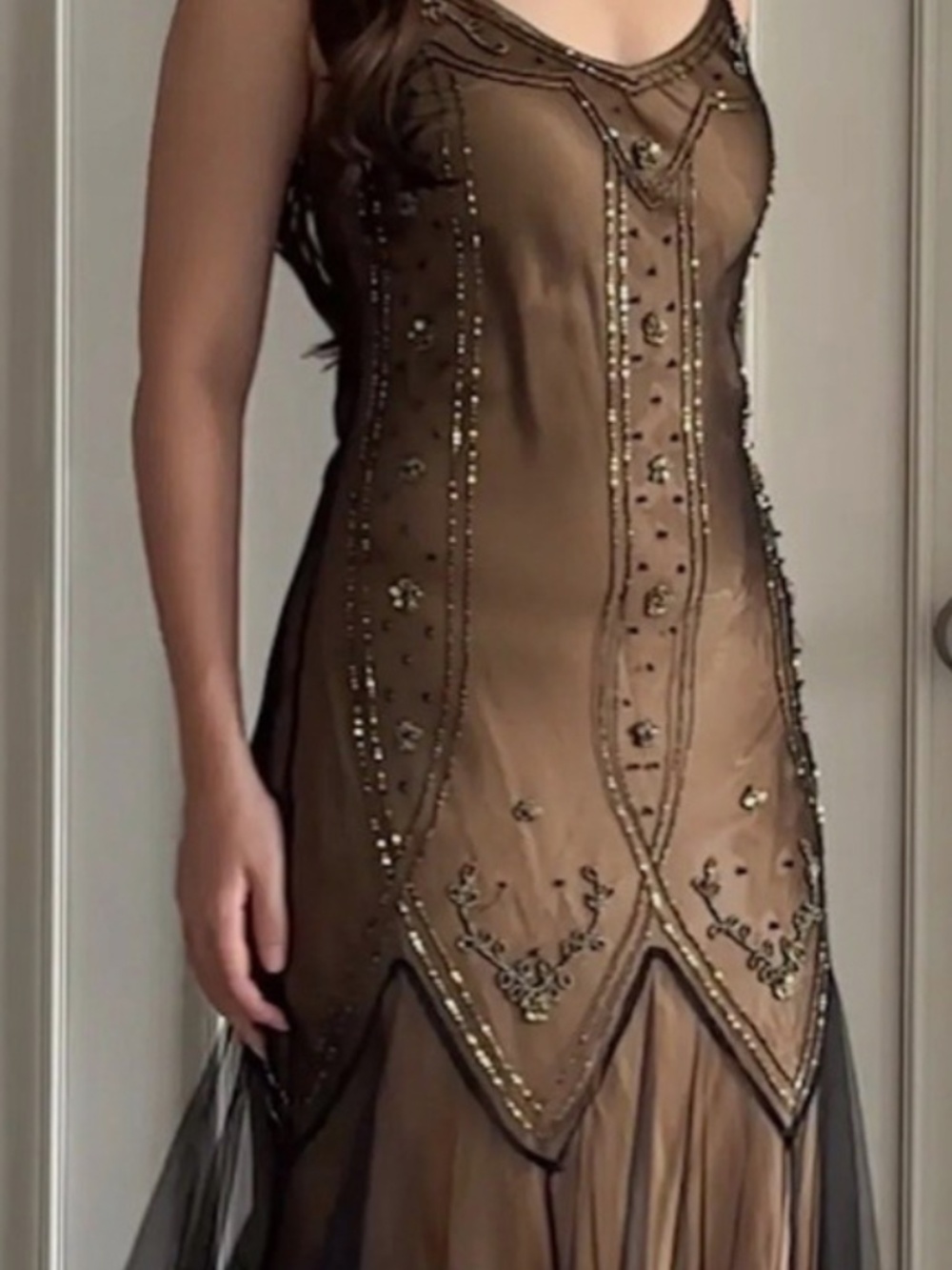 Beaded Mesh Dress. Large. Formal. - Picture 9 of 10